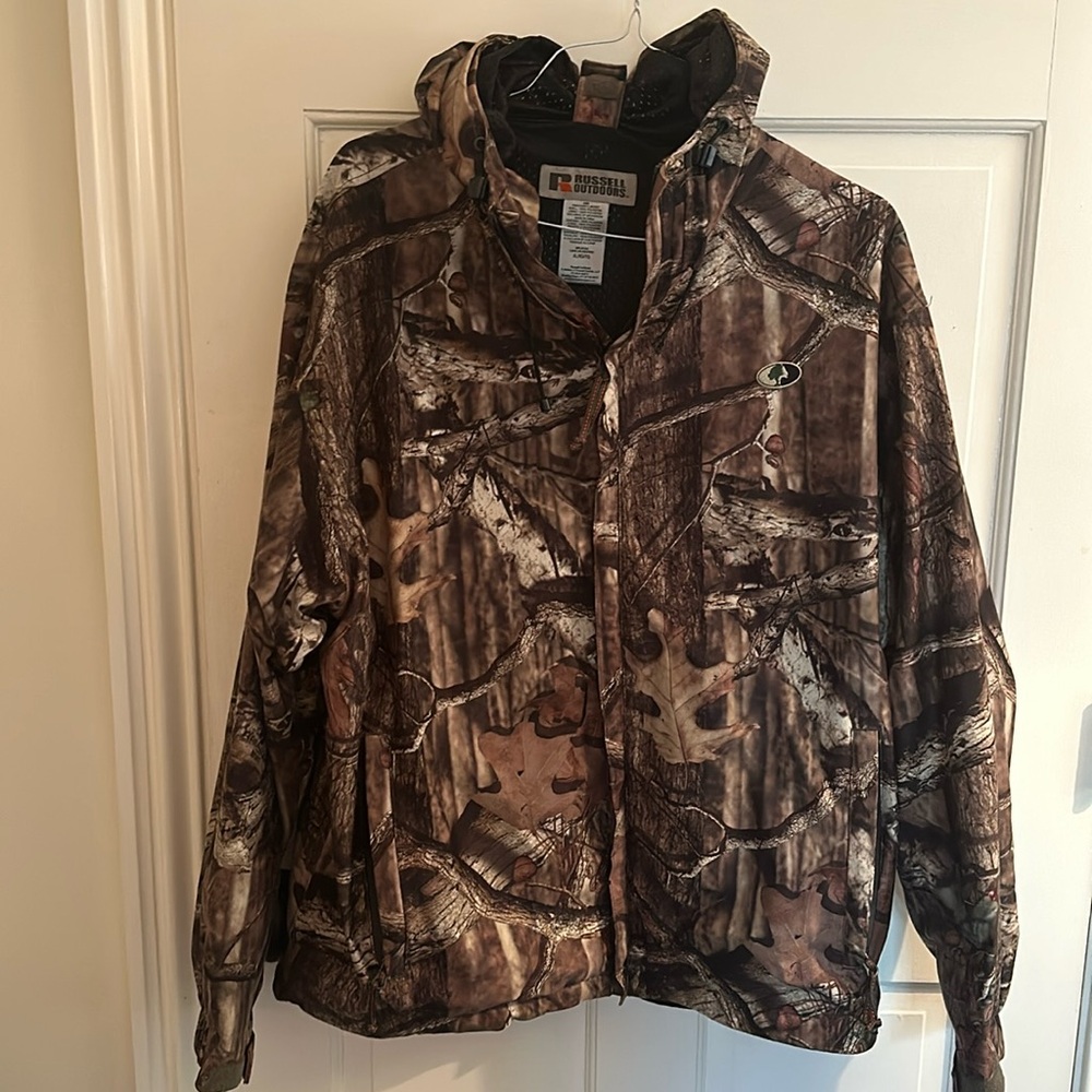 Mossy Oak RainTamer II Mens Camo Jacket Rain Coat Hooded Zip Front Break up